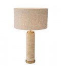 Lxry Table Lamp Travertine/Linen Mix Shade 75cm