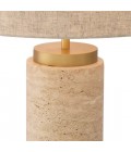 Lxry Table Lamp Travertine/Linen Mix Shade 75cm