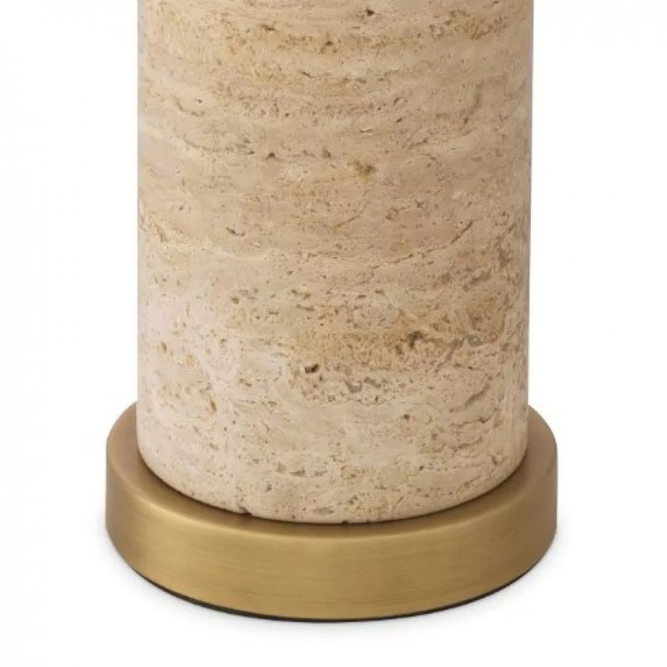 Lxry Table Lamp Travertine/Linen Mix Shade 75cm