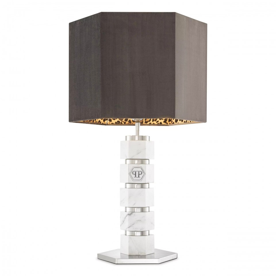 Hexagon Table Lamp Gray/White 76cm