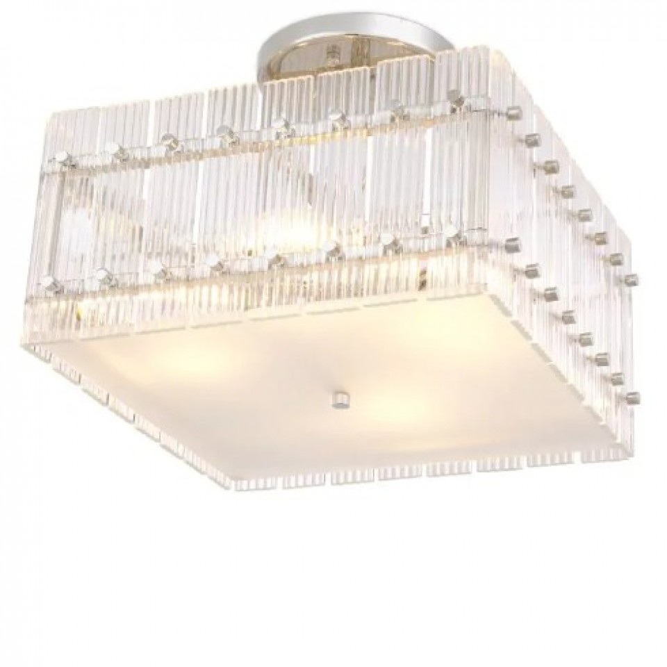 Ruby Square Semi-Flush Ceiling Light Nickel/Glass 45cm