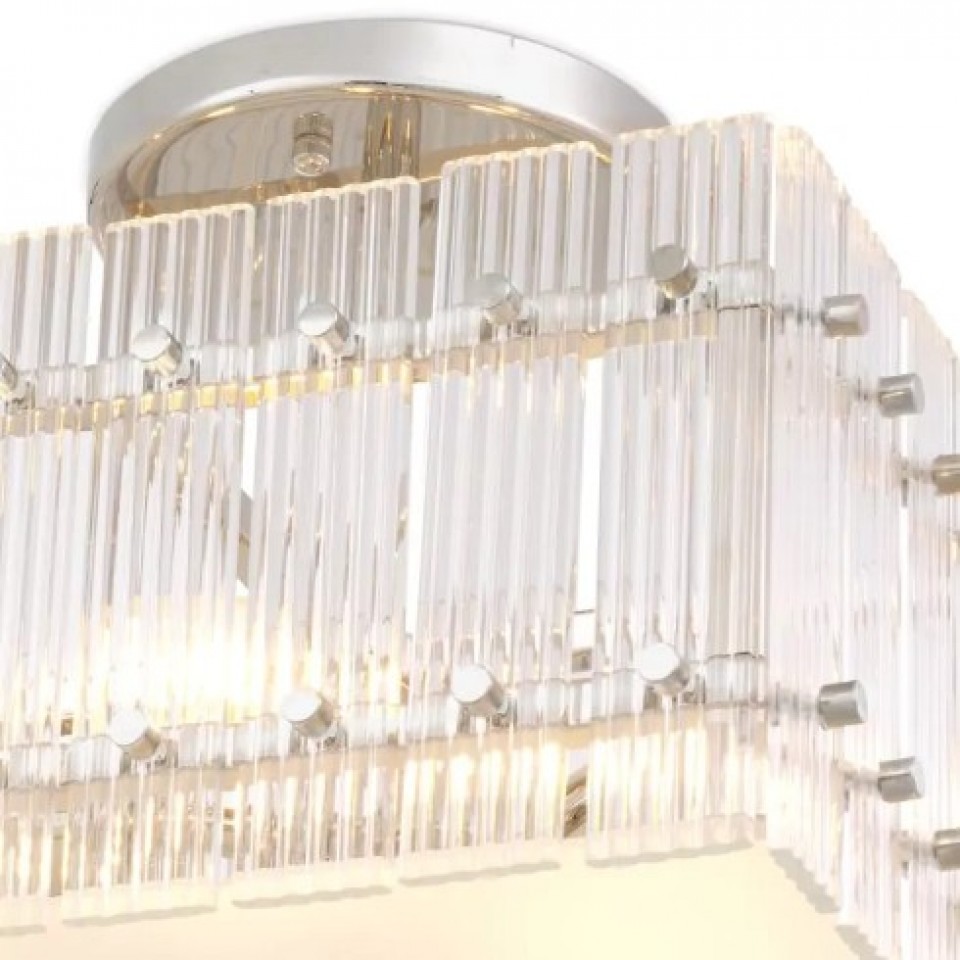 Ruby Square Semi-Flush Ceiling Light Nickel/Glass 45cm