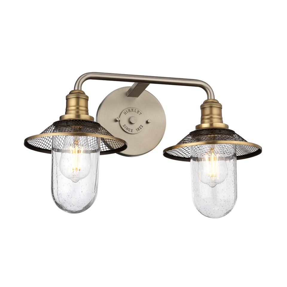 Rigby 2 Wall Lamp Nickel/Brass/Glass 30.1cm IP44