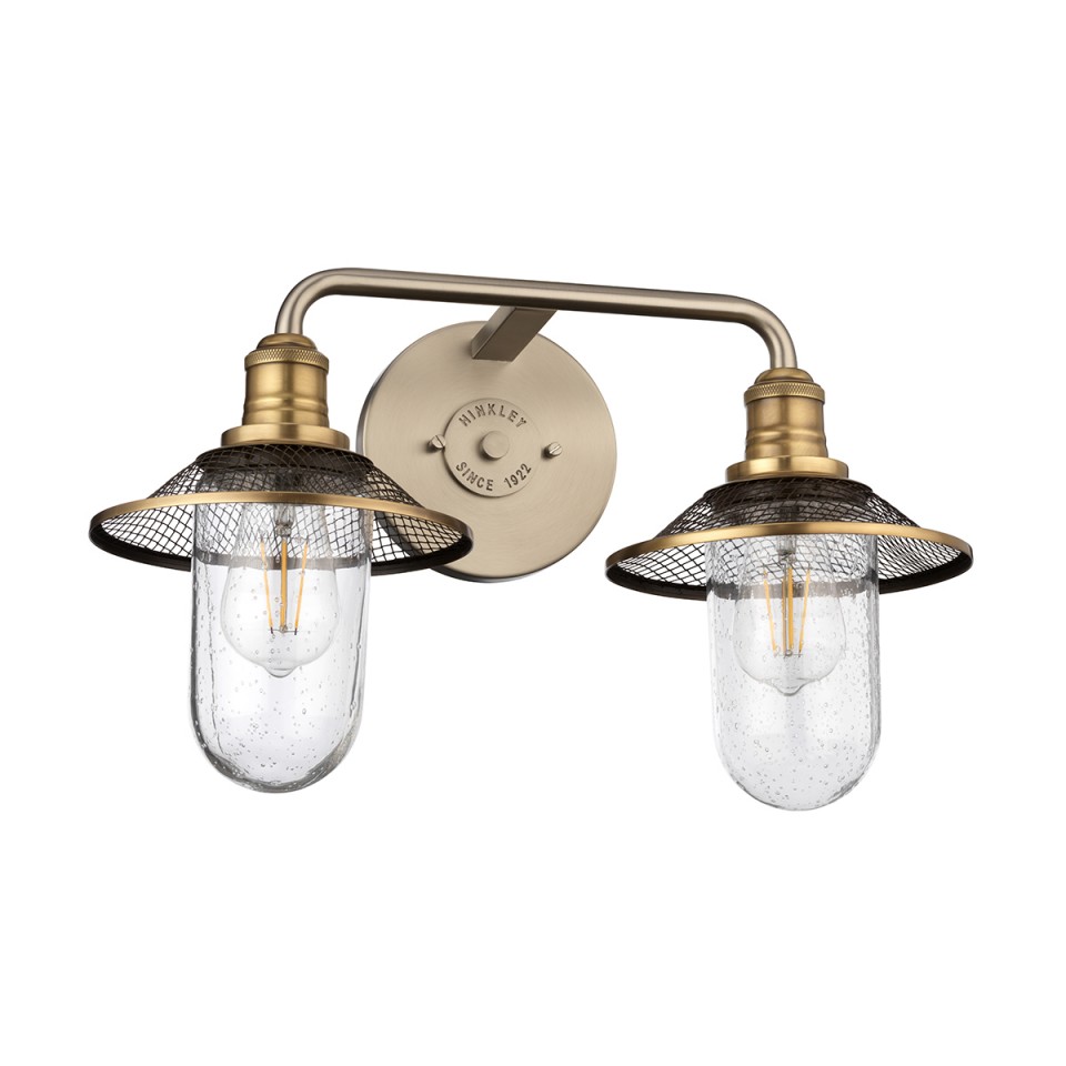 Rigby 2 Wall Lamp Nickel/Brass/Glass 30.1cm IP44