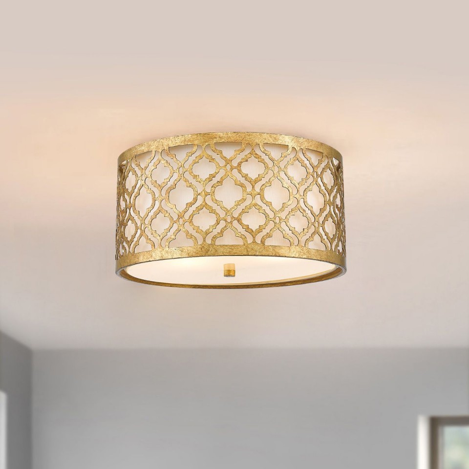 Arabella 2 light plafond distressed gold 40.6cm