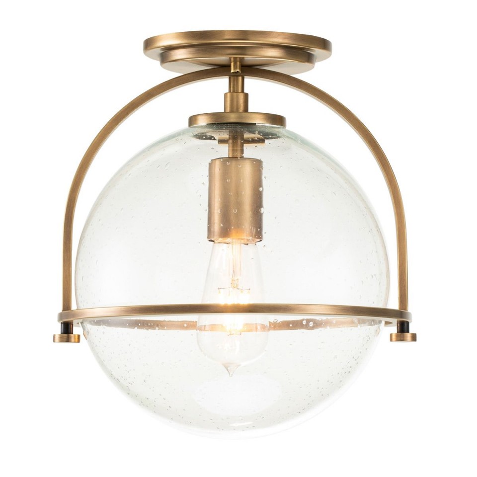 Somerset 1 light plafond heritage brass/clear 31.8cm