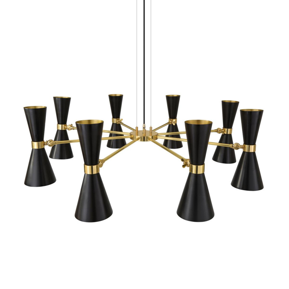 Cairo Chandelier Black Gold/White Gold 115cm